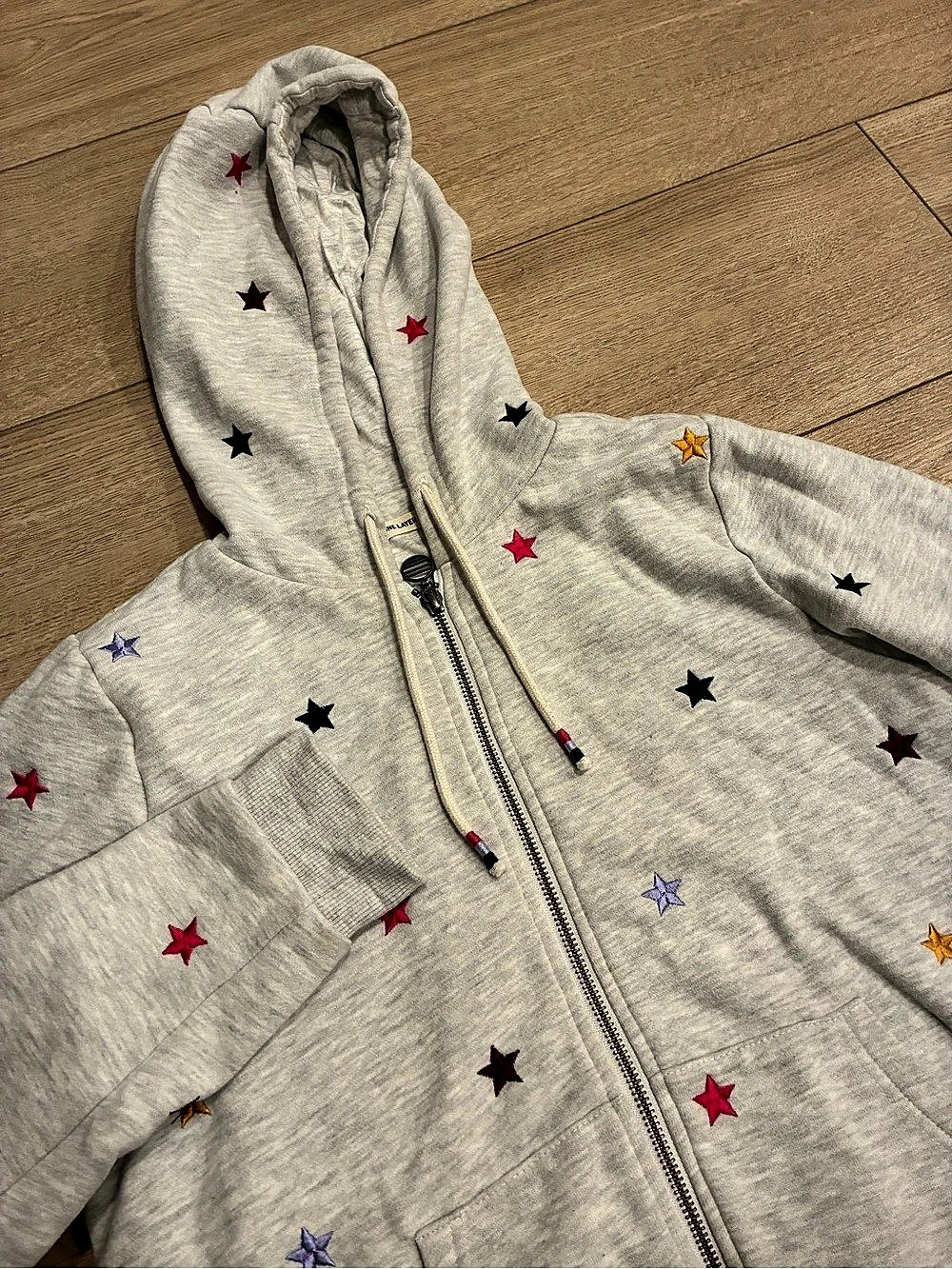 Marine Layer Women’s Star Embroidered Full Zip Hoodie Gray Size S